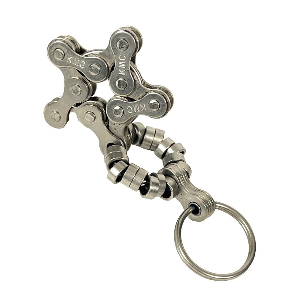 KMC Bike Chain Link Keychain Metal Upcycled EDC Fidget Accessory 4in